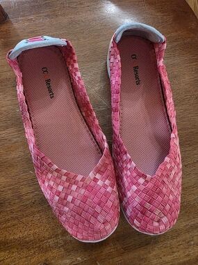CC Resorts Pink Woven Slip-On Flats